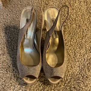 Nina gold, jeweled heels